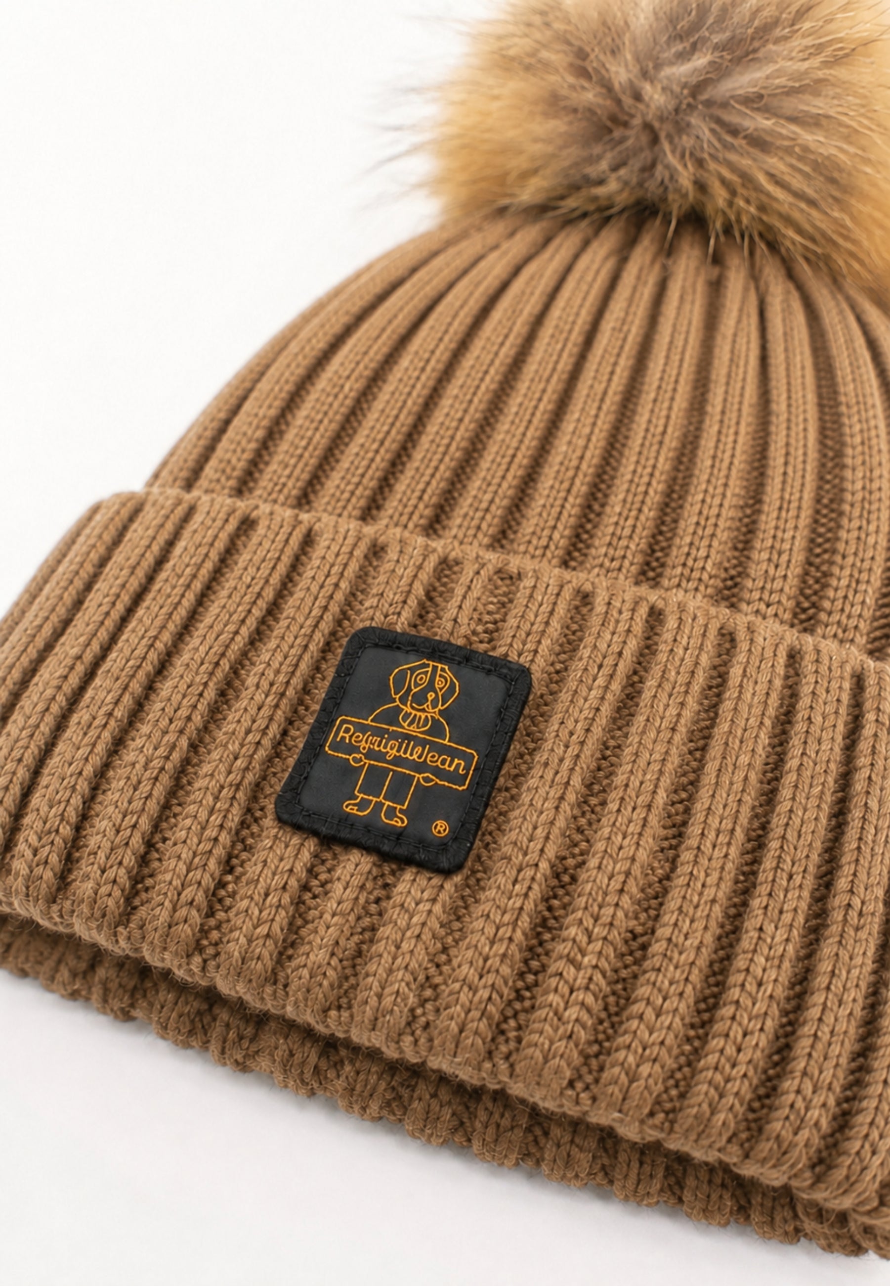 REFRIGIWEAR CAPPELLO BEIGE IN LANA CON POMPOM E LOGO Donna snowflake hat.beige_