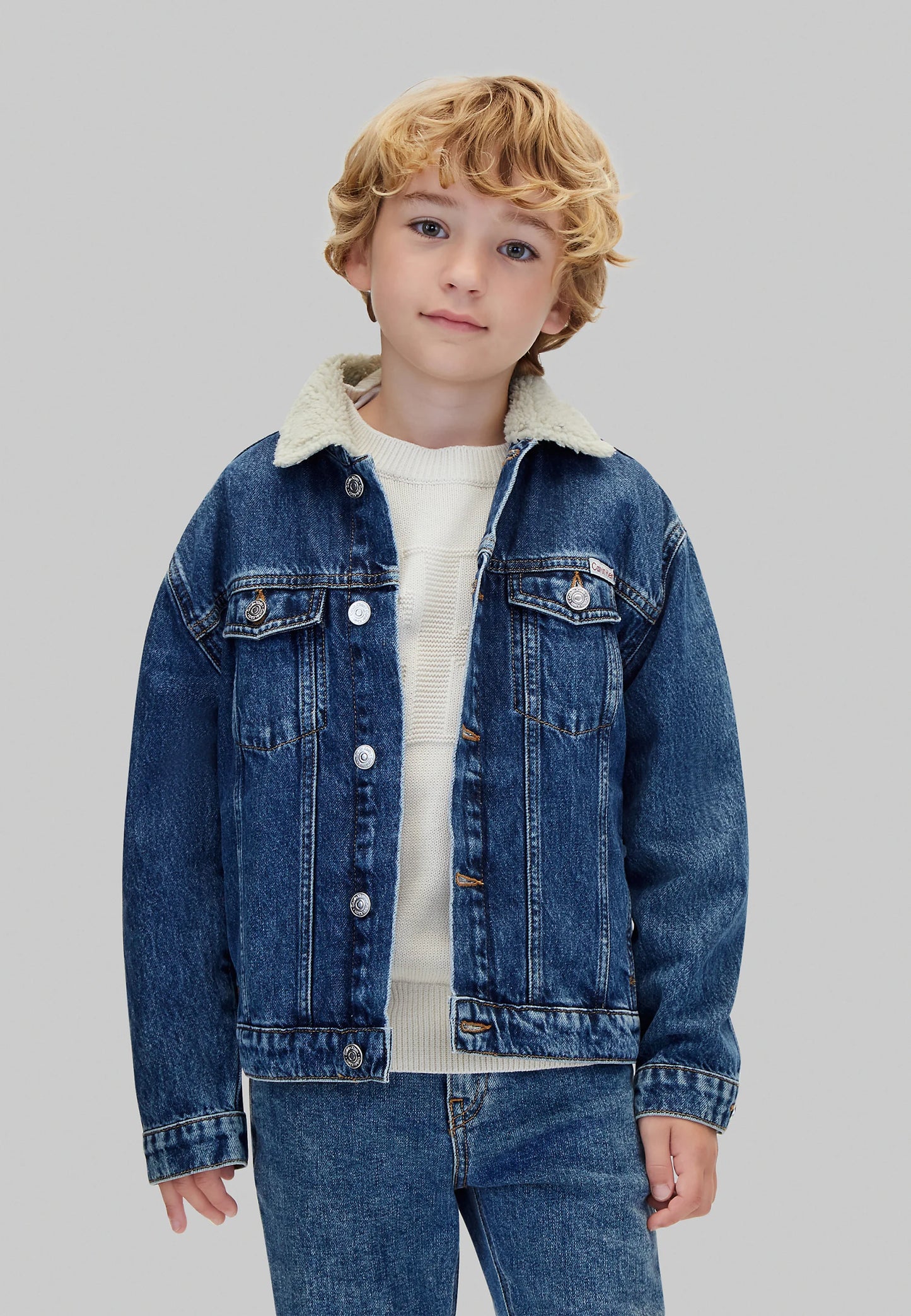 CALVIN KLEIN maglioncino PANNA CON LOGO CK TONO SU TONO Bambini e ragazzi lvcfjf048cks.panna_