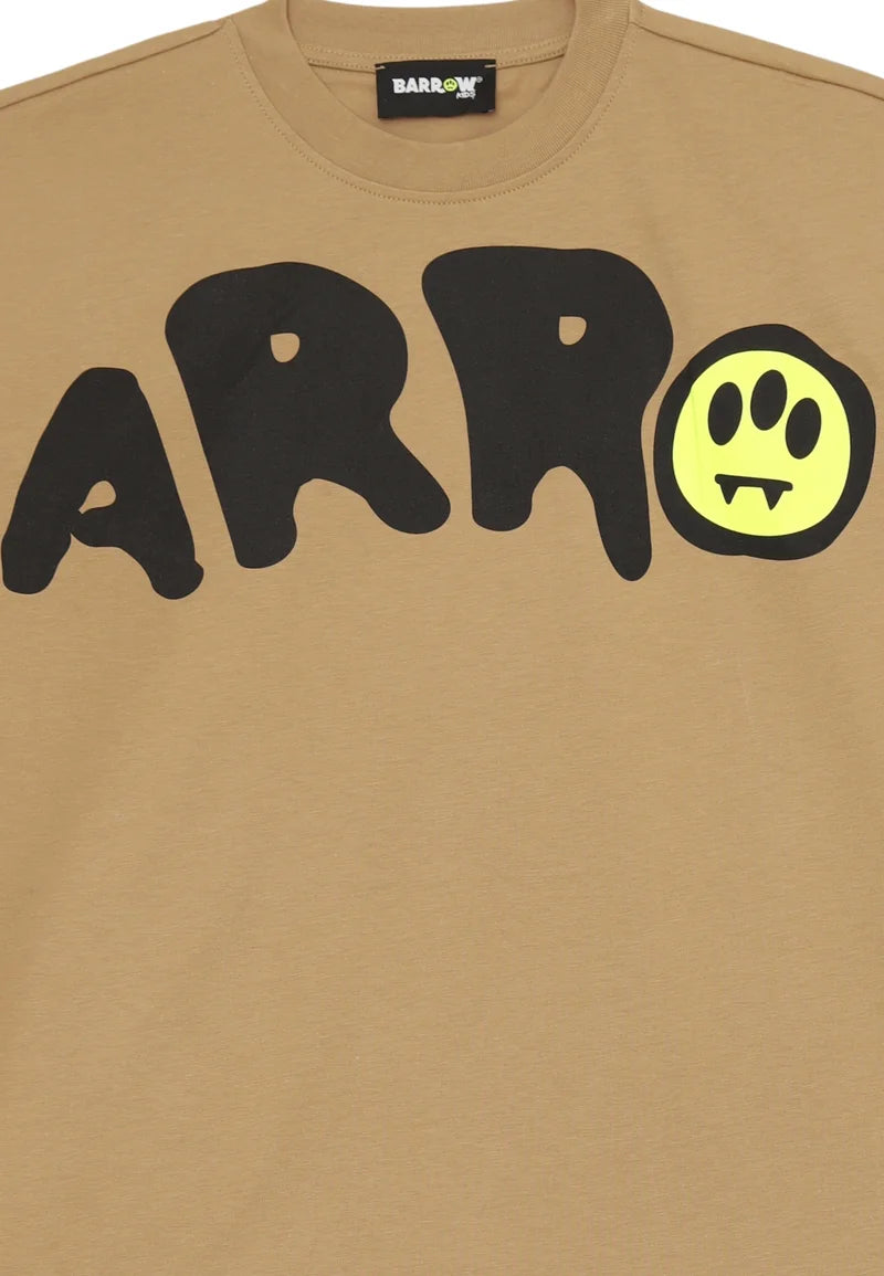 BARROW T SHIRT BEIGE A MEZZE MANICHE CON LOGO GRANDE CENTRALE Bambini e ragazzi F5BKJUTH242.BEIGE_