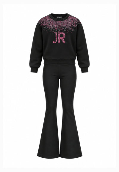 John Richmond completo nero con felpa con strass e leggings Bambine e ragazze rga26079fe.ne_