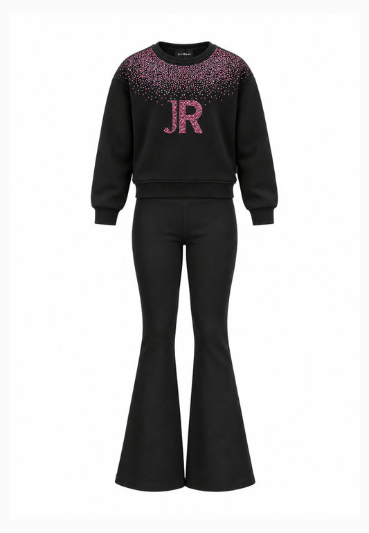 John Richmond completo nero con felpa con strass e leggings Bambine e ragazze rga26079fe.ne_