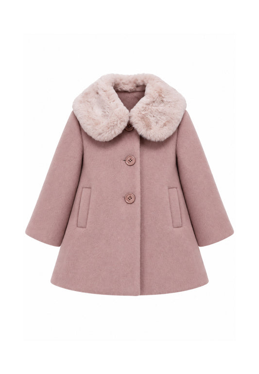 Kocca cappotto rosa con colletto in ecopelliccia Bambine e ragazze jild.rosa_
