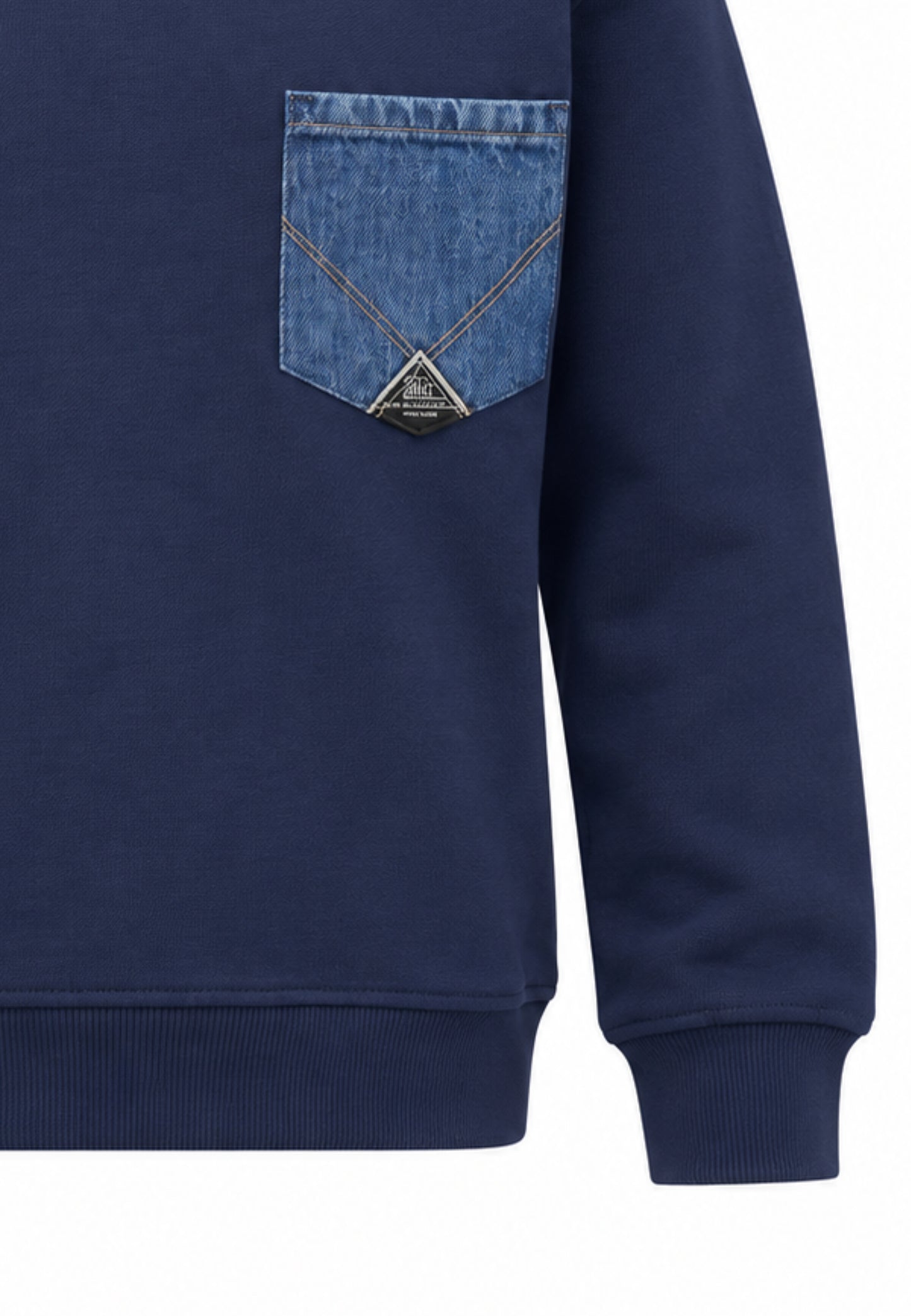 Roy Roger's felpa BLU GIROCOLLO CON TASCHINO IN DENIM Bambini e ragazzi rz485/00.blu_