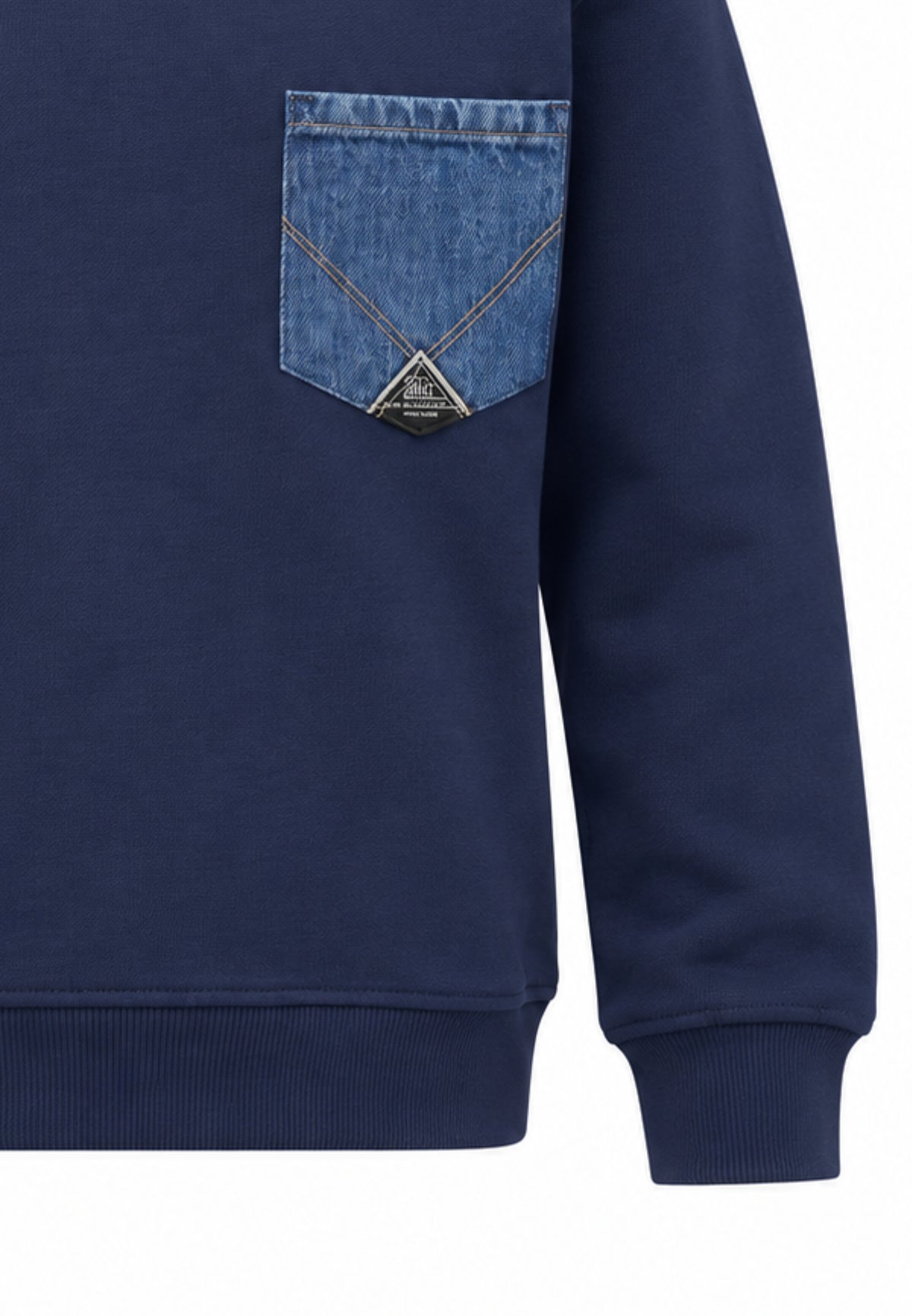 Roy Roger's felpa BLU GIROCOLLO CON TASCHINO IN DENIM Bambini e ragazzi rz485/00.blu_