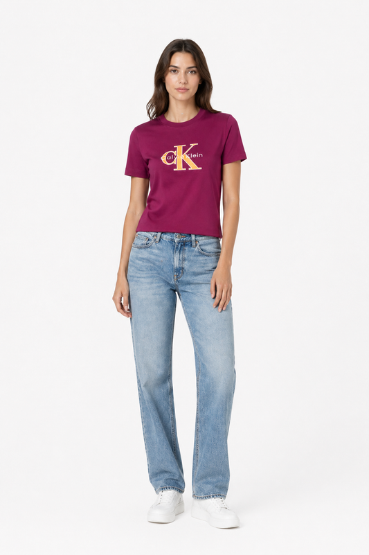 Calvin Klein tshirt bordeaux donna logo sul davanti
