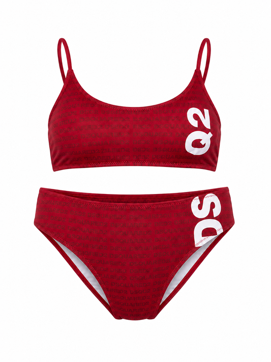 Dsquared2 costume rosso bambina logo all over