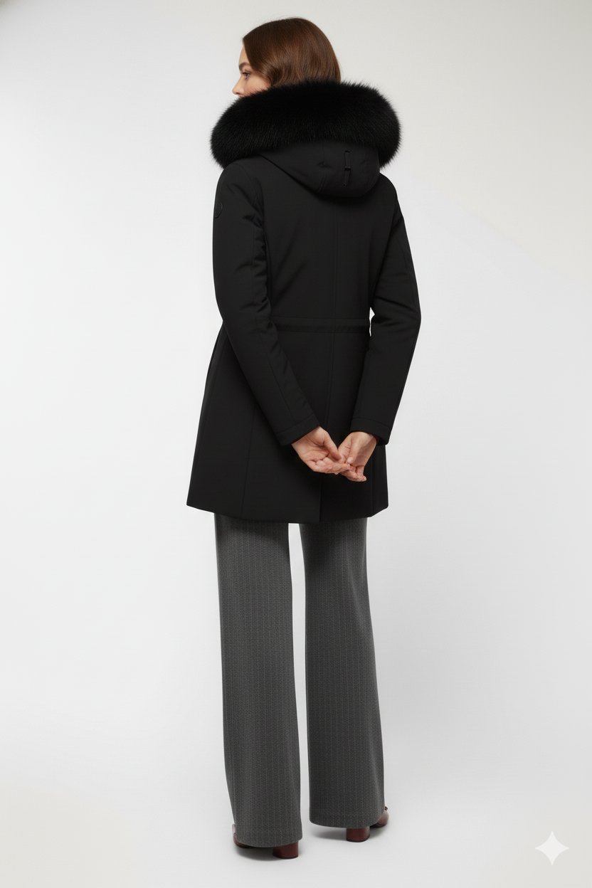 Colmar Piumino da Donna Nero con Cappuccio e Pelliccia Sintetica