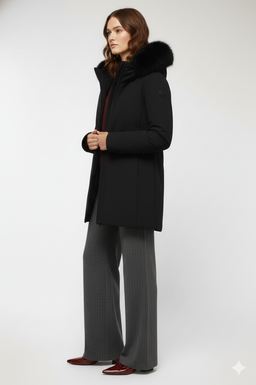 Colmar Piumino da Donna Nero con Cappuccio e Pelliccia Sintetica