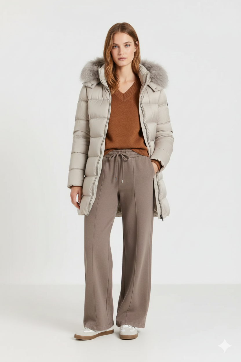 Colmar Piumino da Donna Avorio con Cappuccio e Pelliccia Sintetica