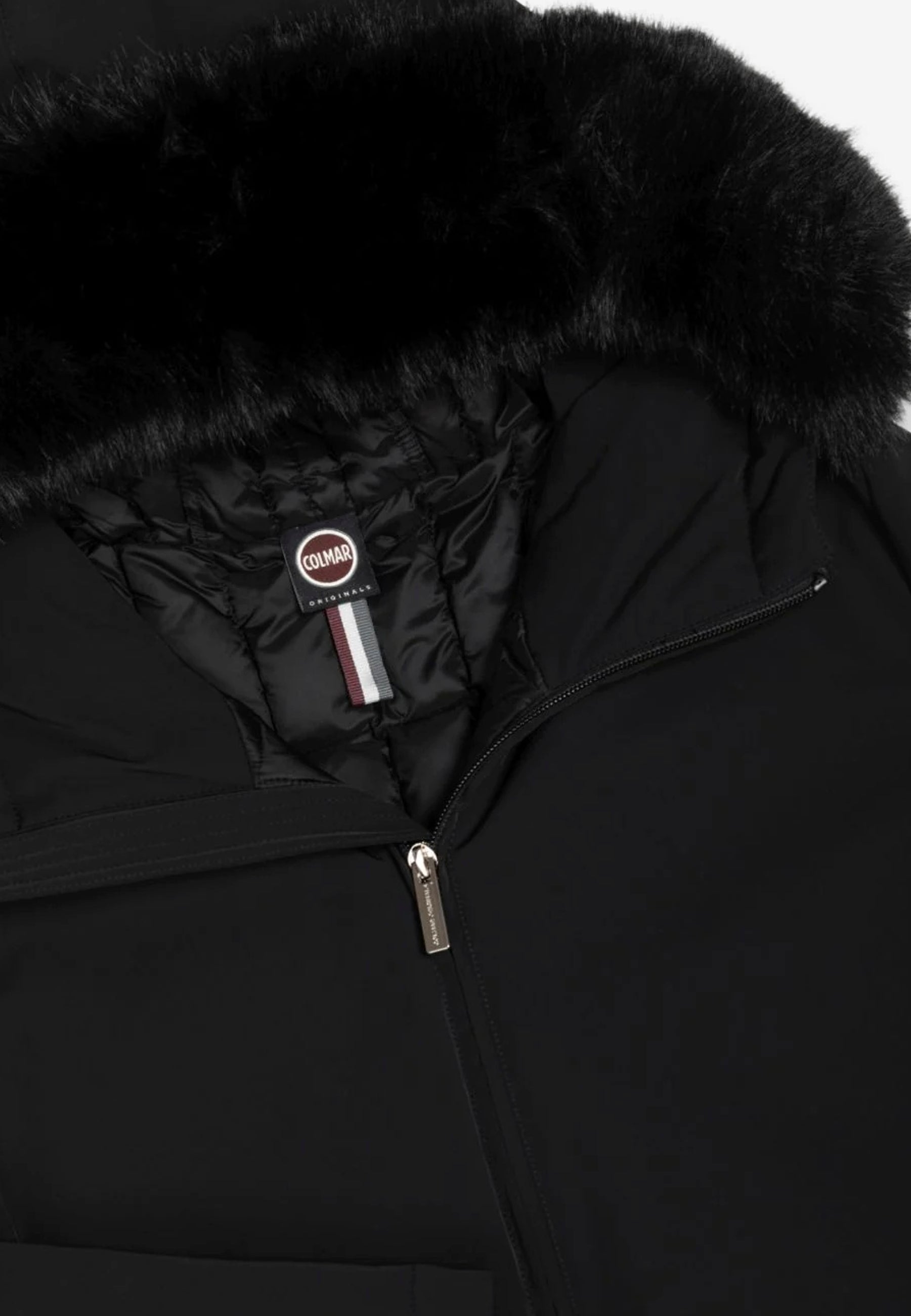 Colmar Piumino da Donna Nero con Cappuccio e Pelliccia Sintetica