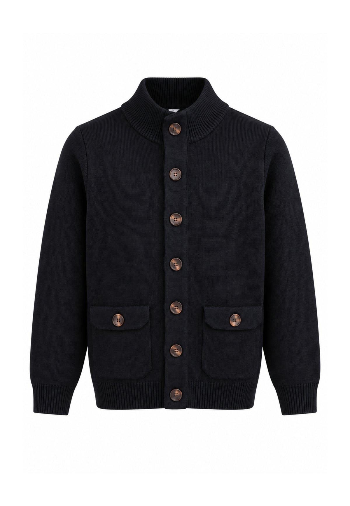 OVERD CARDIGAN NERO A COLLO ALTO CON BOTTONI CENTRALI Bambini e ragazzi OK261812SMG.NE_