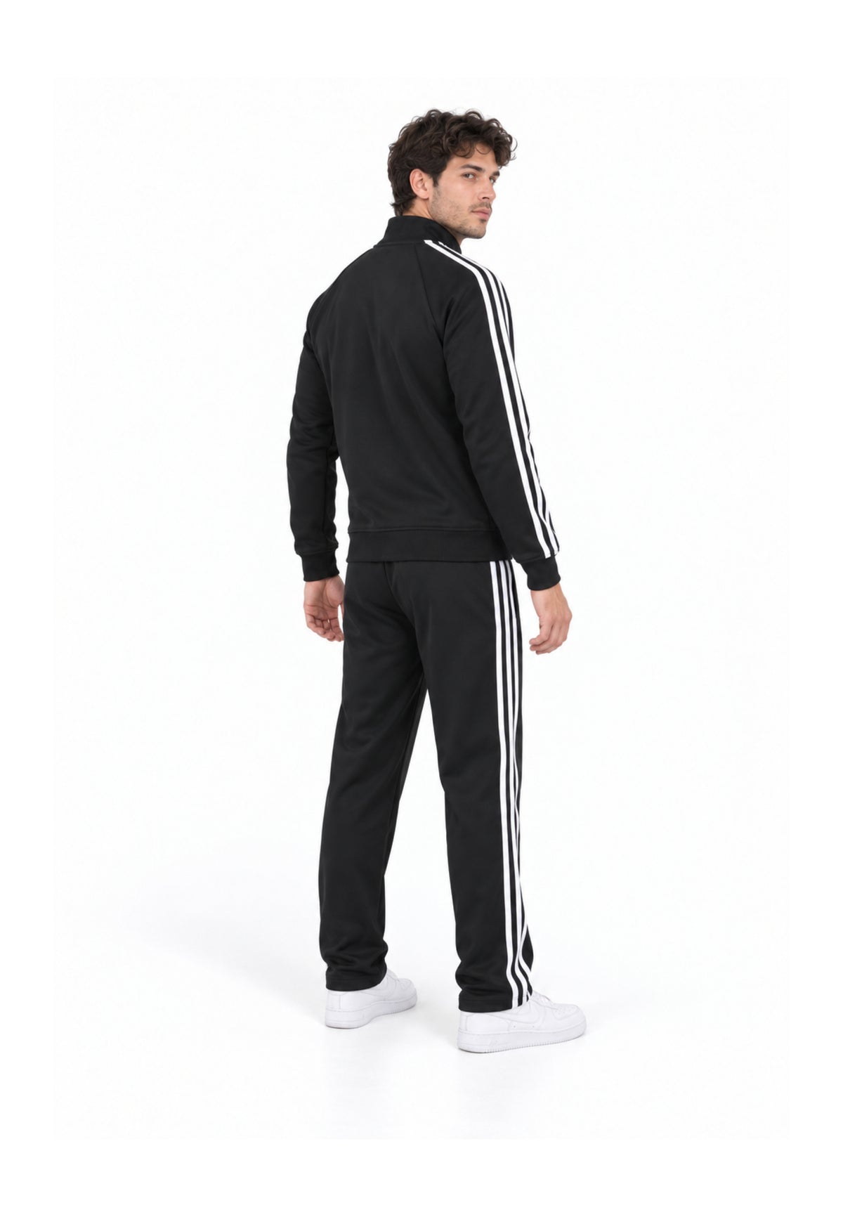 John Richmond tuta NERA A COLLO ALTO CON ZIP E STRISCE LATERALI Uomo uma26277tuta.ne_