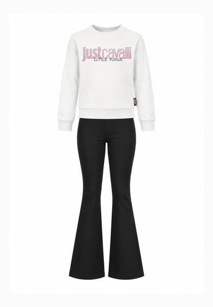 JUST CAVALLI completo bianco con felpa girocollo e leggings a zampa Bambine e ragazze jga26174fe.bia_