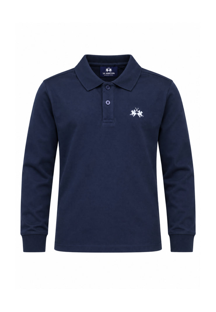 LA MARTINA polo blu logo piccolo Bambini e ragazzi mab0356.blu_