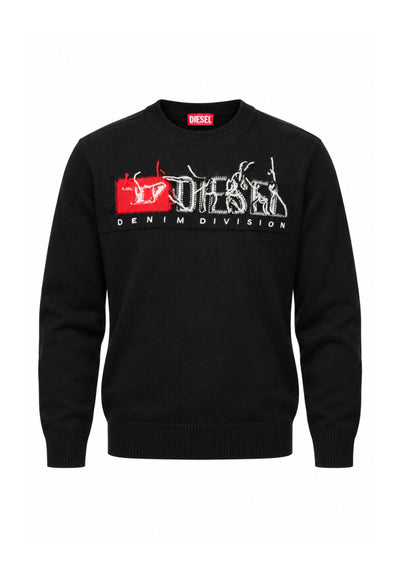 Diesel MAGLIONCINO NERO CON LOGO EFFETTO SCUCITO Bambini e ragazzi KONZI.NE_