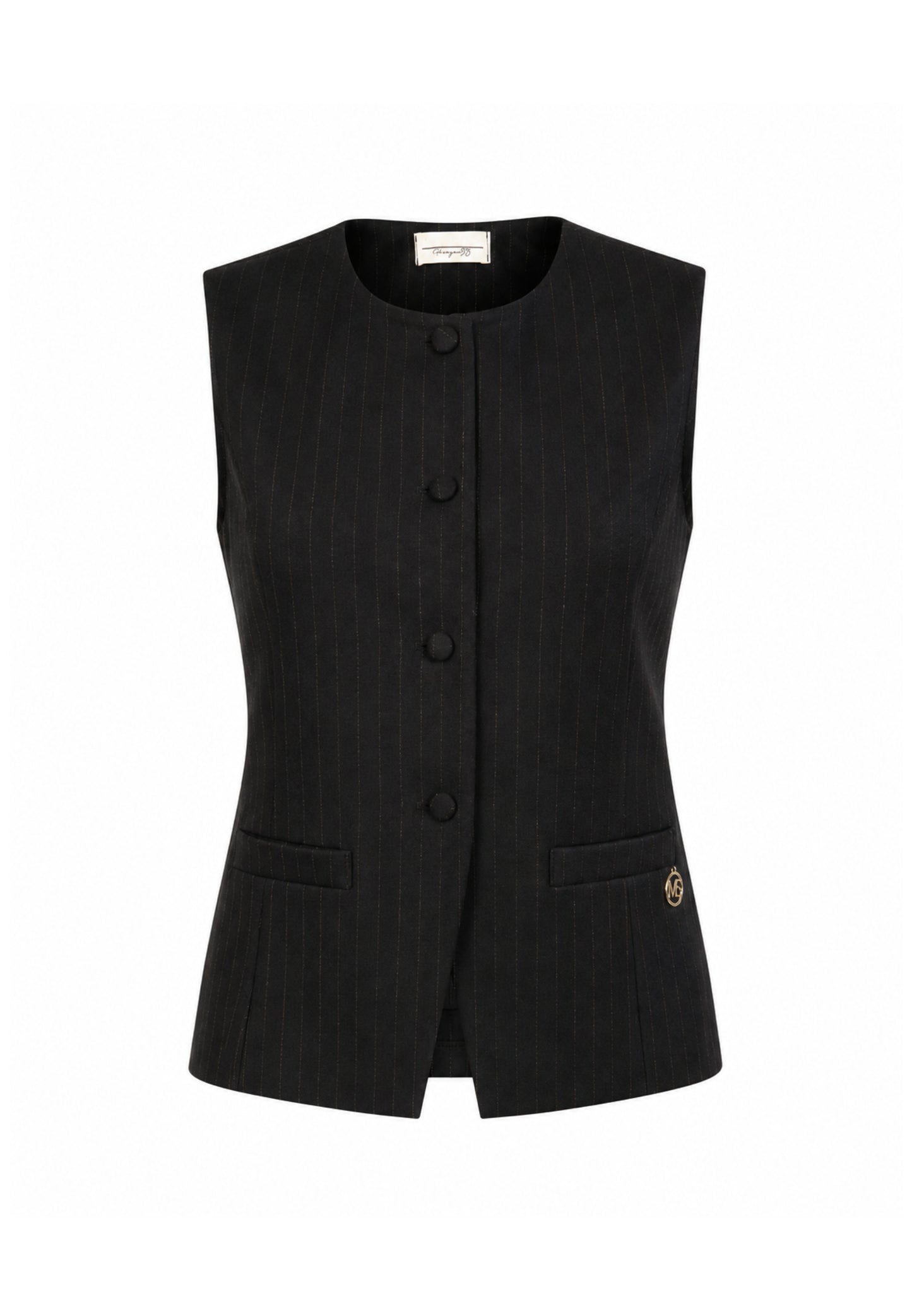 MON SAURIRE completo nero con gilet e pantalone gessati Bambine e ragazze m1433j+m1441j.ne_