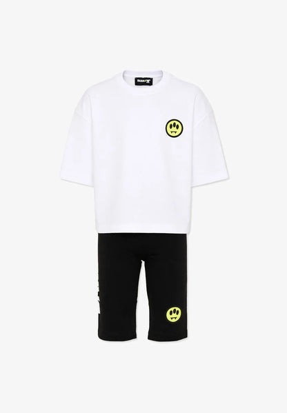 BARROW COMPLETO TSHIRT BIANCA E CICLISTA NERO CON LOGO SMILE Bambine e ragazze S6BKJGTL165_