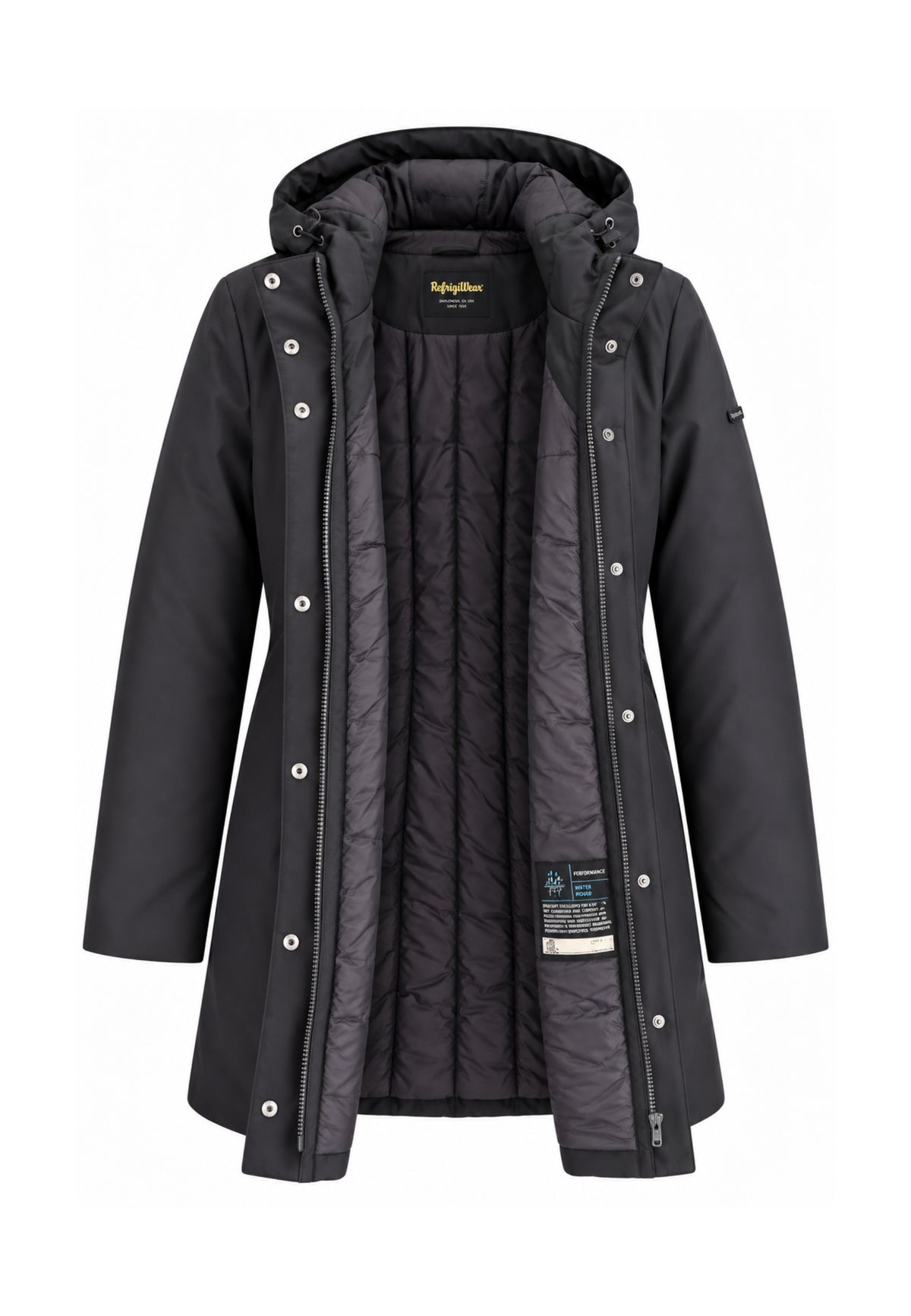 REFRIGIWEAR GIUBBOTTO NERO lungo sagomato Donna LADY TECH/1 JACKET.NE_