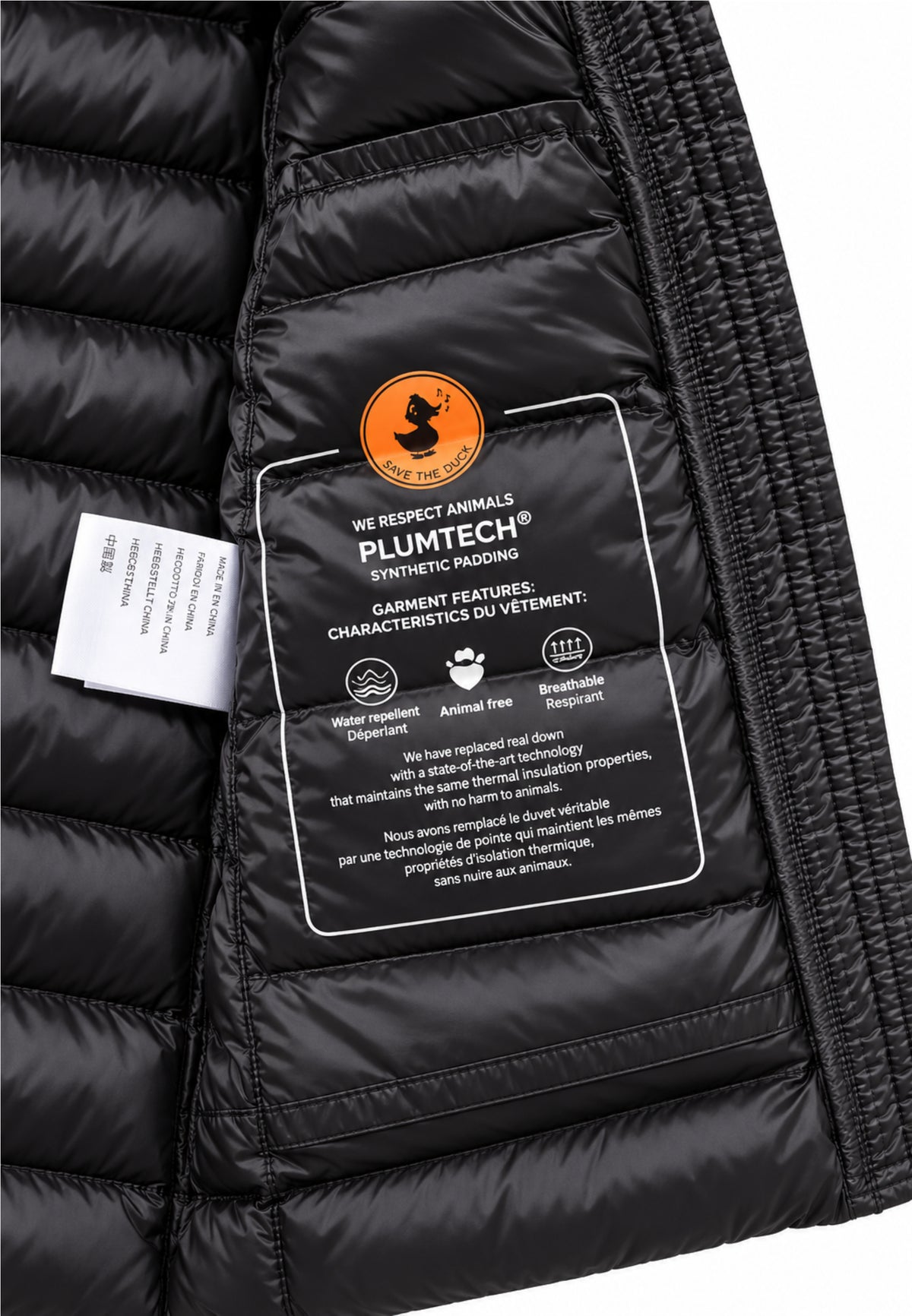 Save the Duck GIUBBOTTO NERO LUNGO SAGOMATO TRAPUNTATO Bambine e ragazze 04-J47300G.NE_