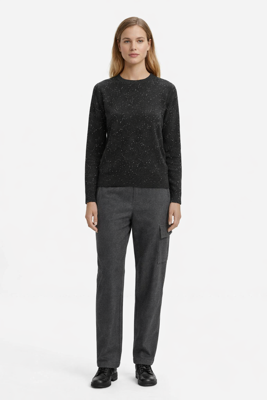 Emme Marella Maglia in filato comfy con paillette Donna Ruth Grigio Scuro