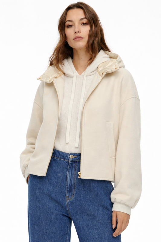 Emme Marella Giacca Bomber con Cappuccio Donna Eritea Panna