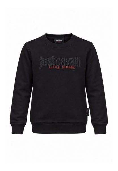 JUST CAVALLI felpa NERA GIROCOLLO CON logo borchie Bambine e ragazze jba26158fe.ne_