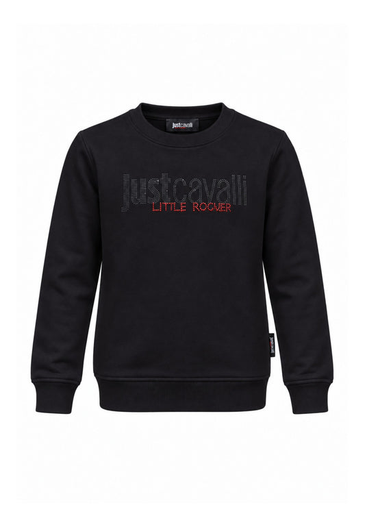 JUST CAVALLI felpa NERA GIROCOLLO CON logo borchie Bambine e ragazze jba26158fe.ne_