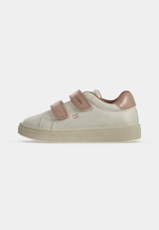 TOMMY HILFIGER SCARPA BIANCA CON STRAPPI E DETTAGLI ROSA Bambine e ragazze F-T1A9-35063-1355A708.BIA_