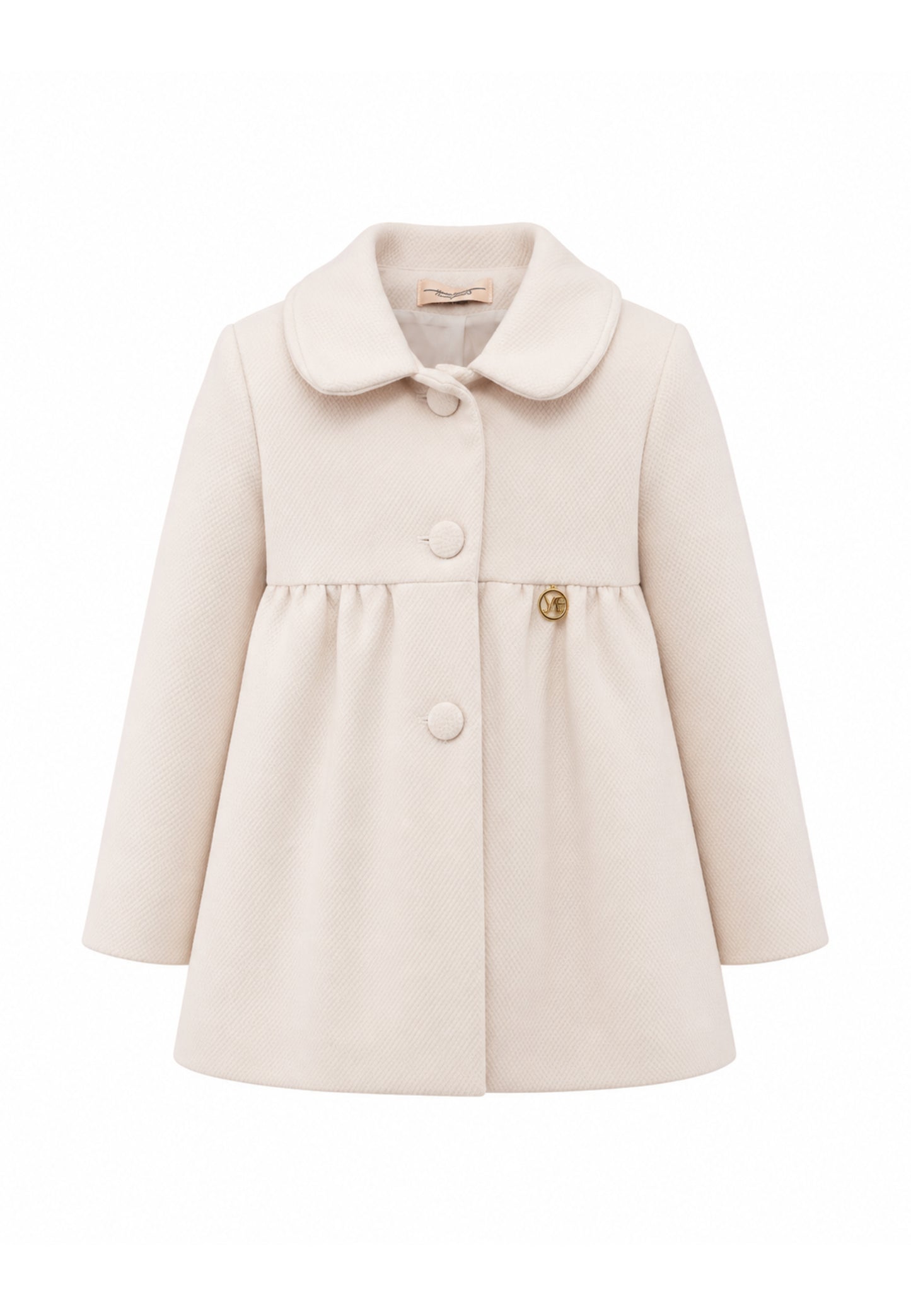MON SAURIRE cappotto panna con colletto tondeggiante e bottoni tono su tono Bambine e ragazze m1418b.panna_