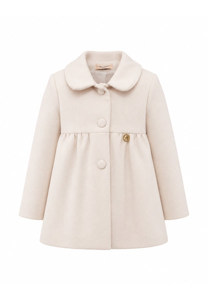 MON SAURIRE cappotto panna con colletto tondeggiante e bottoni tono su tono Bambine e ragazze m1418b.panna_