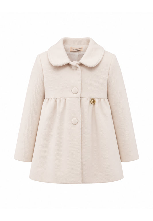 MON SAURIRE cappotto panna con colletto tondeggiante e bottoni tono su tono Bambine e ragazze m1418b.panna_