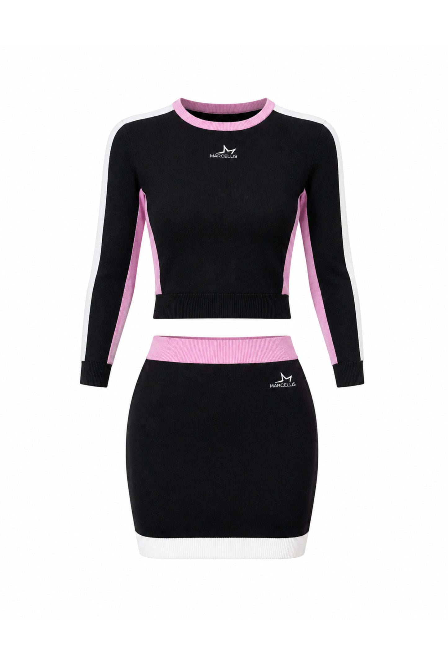 MARC ELLIS COMPLETO NERO MAGLIONCINO E GONNA CON DETTAGLI ROSA E BIANCHI Bambine e ragazze jmjsw03552.NE_