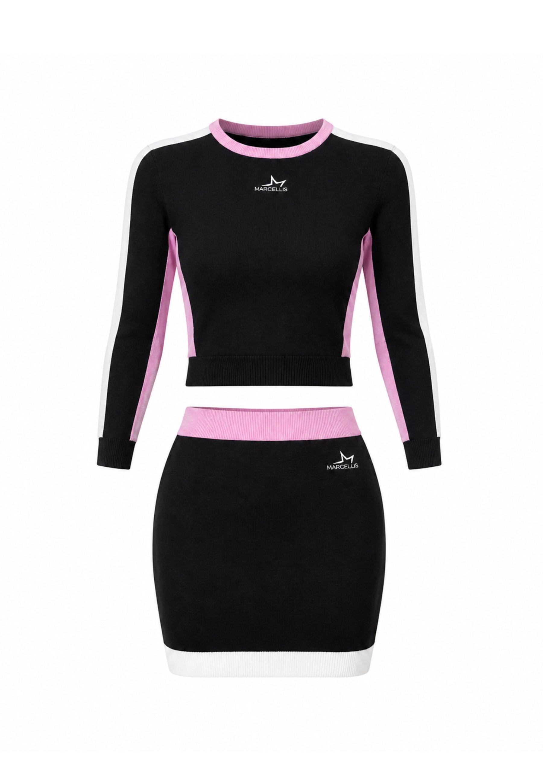 MARC ELLIS COMPLETO NERO MAGLIONCINO E GONNA CON DETTAGLI ROSA E BIANCHI Bambine e ragazze jmjsw03552.NE_