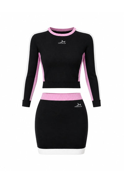 MARC ELLIS COMPLETO NERO MAGLIONCINO E GONNA CON DETTAGLI ROSA E BIANCHI Bambine e ragazze jmjsw03552.NE_