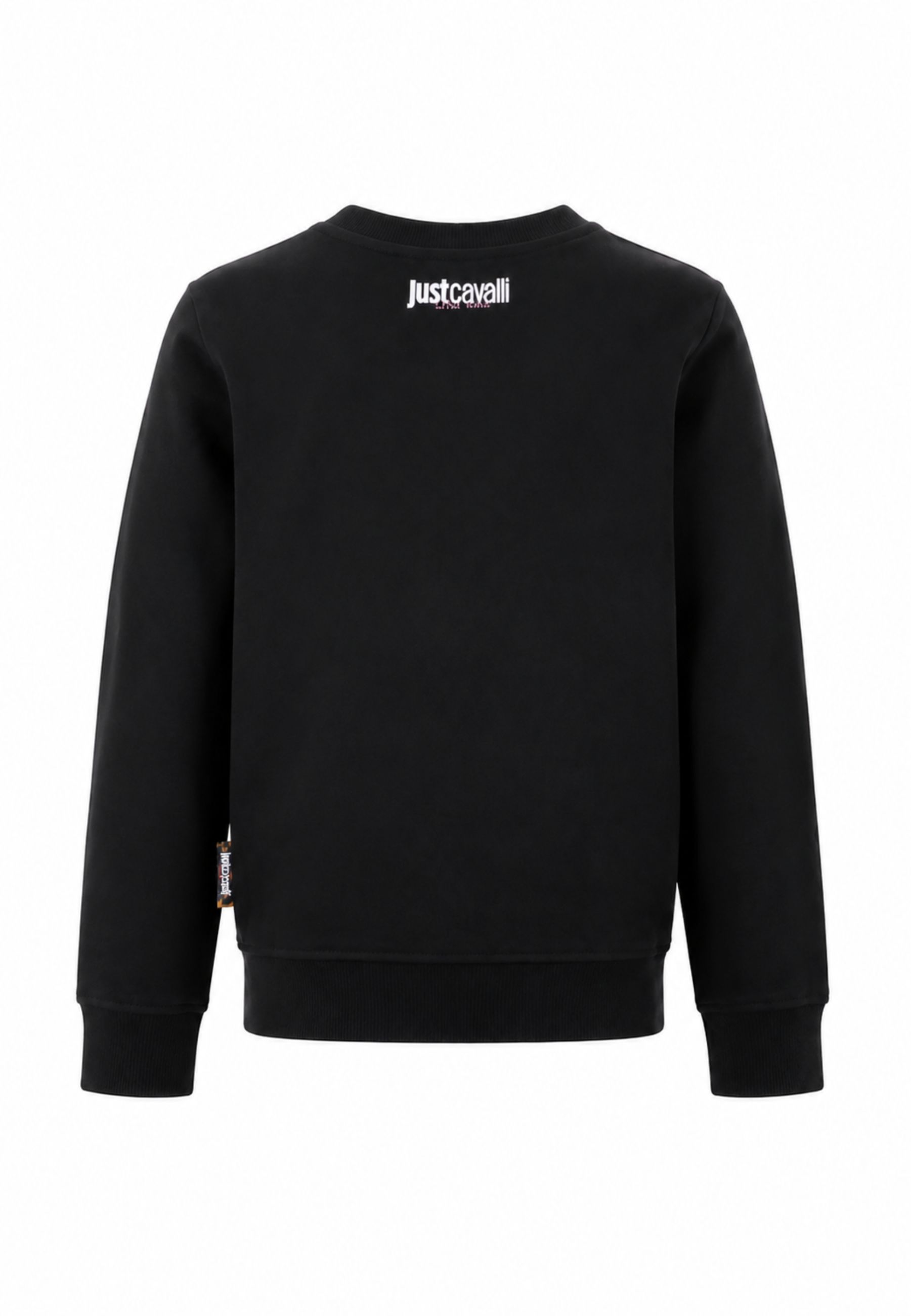 JUST CAVALLI felpa nera con logo rosa centrale con strass Bambine e ragazze jga26174fe.ne_