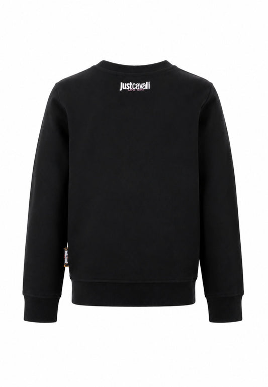 JUST CAVALLI felpa nera con logo rosa centrale con strass Bambine e ragazze jga26174fe.ne_