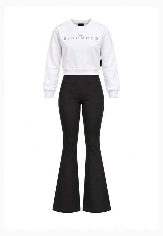 John Richmond completo con felpa bianca a girocollo e leggings Bambine e ragazze rga26085fe.bia_