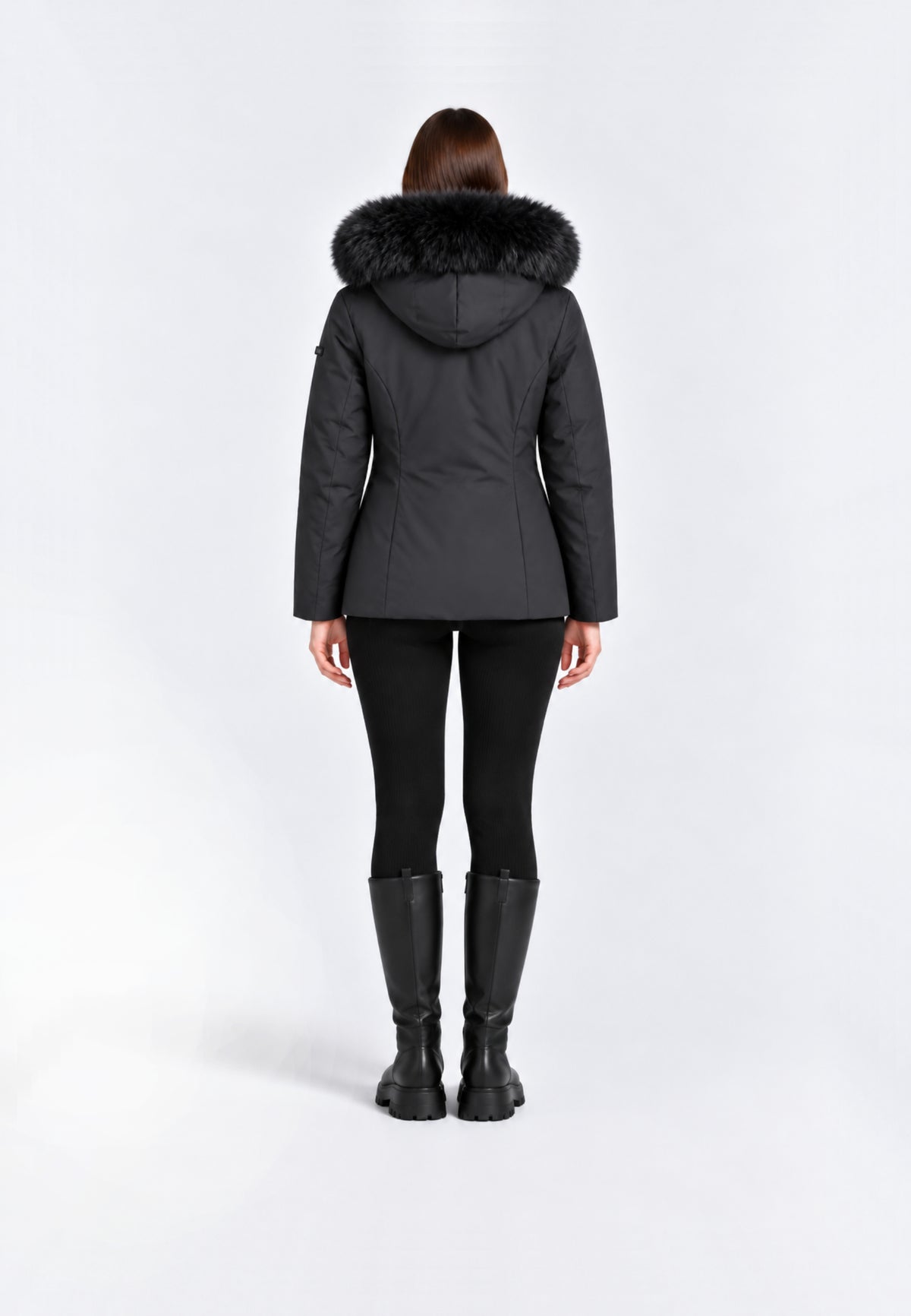 REFRIGIWEAR GIUBBOTTO NERO CORTO CON PELLICCIA E CAPPUCCIO Donna SHORT LADY TECH FUR JACKET.NE_