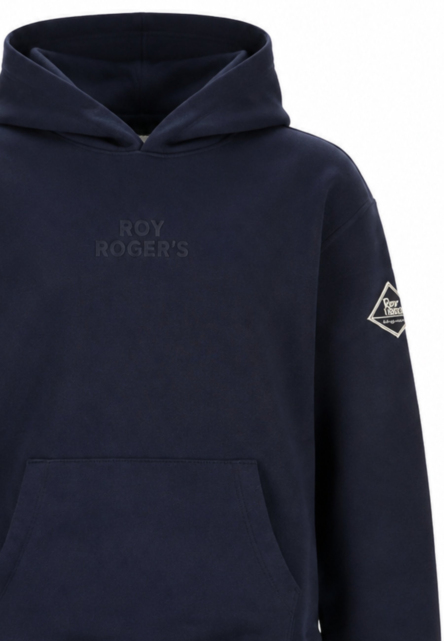 Roy Roger's felpa BLU CON CAPPUCCIO E LOGO GOMMATO TONO SU TONO Bambini e ragazzi rz483/00-blu_