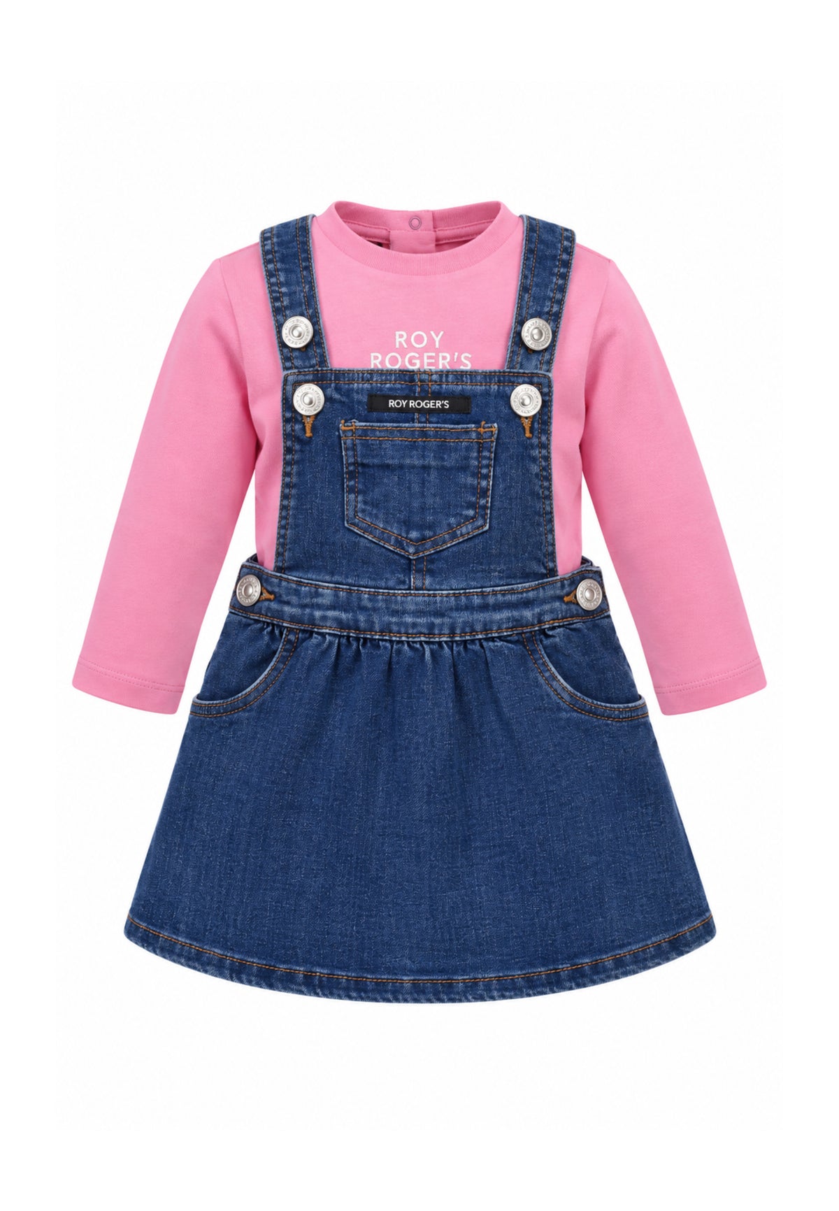 Roy Roger's completo rosa salopette a gonna con maglia a maniche lunghe Bambini e ragazzi rh089/k1.rosa_