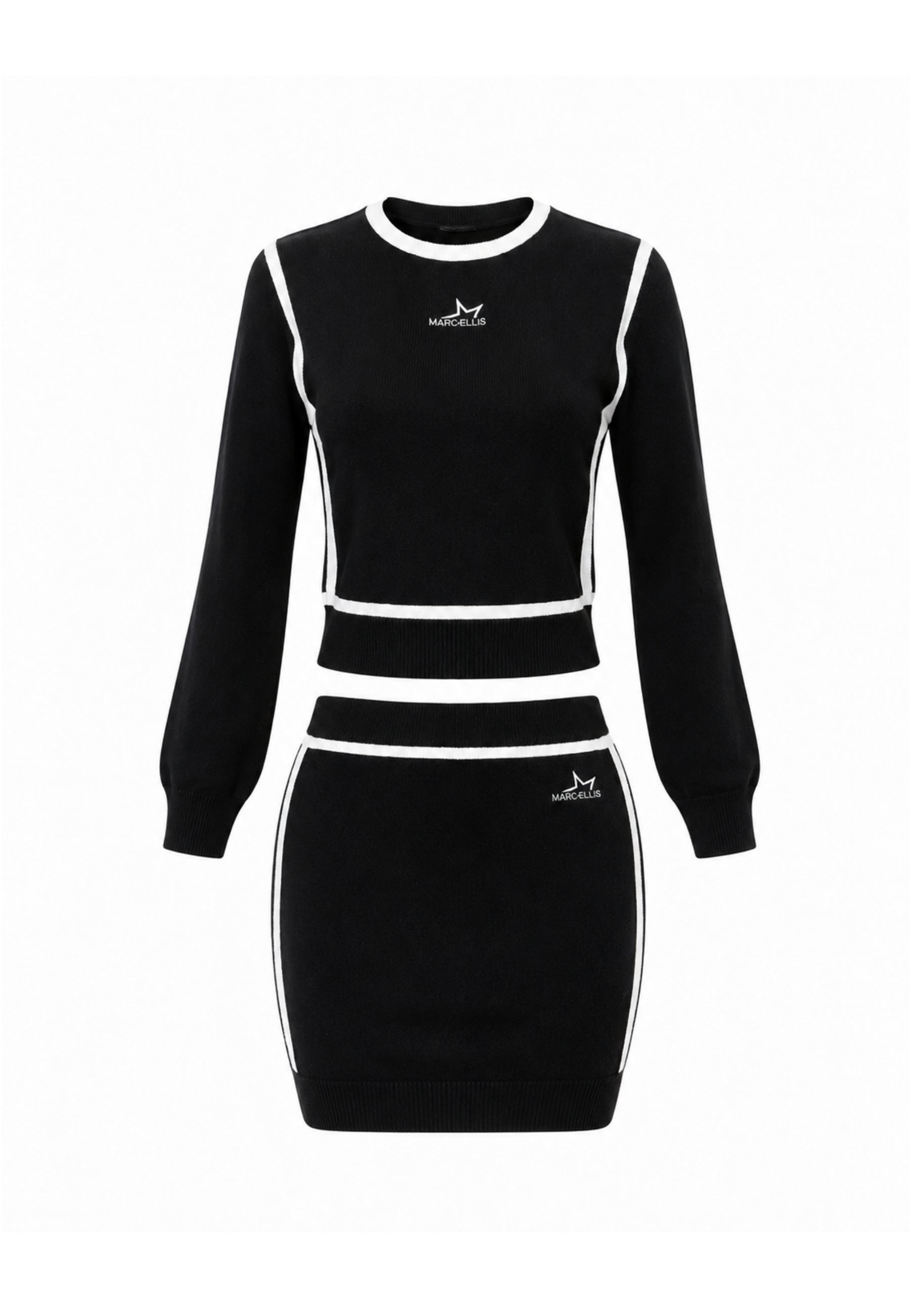MARC ELLIS COMPLETO NERO E BIANCO CON MAGLIA A MANICA LUNGA E GONNA SLIM Bambine e ragazze JMJSW03558.NE_
