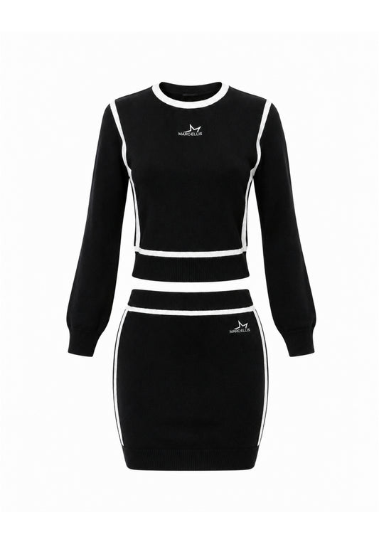 MARC ELLIS COMPLETO NERO E BIANCO CON MAGLIA A MANICA LUNGA E GONNA SLIM Bambine e ragazze JMJSW03558.NE_