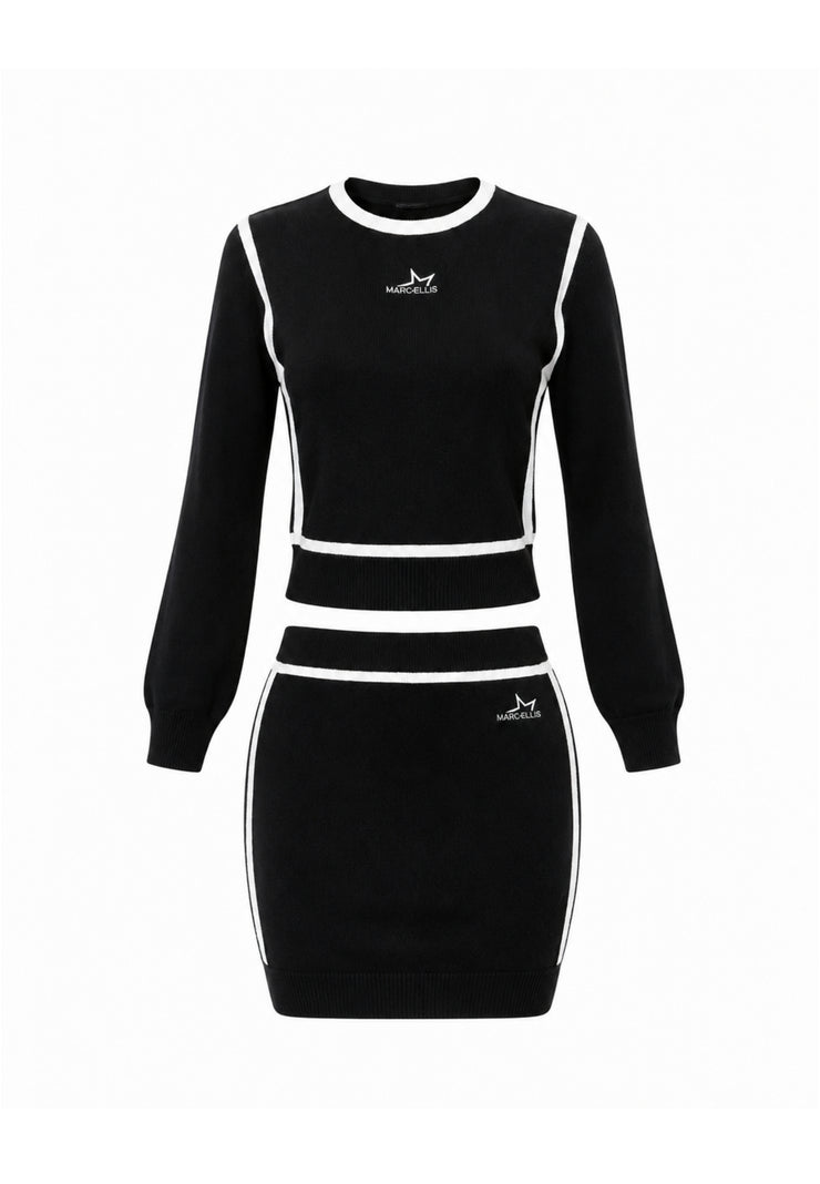 MARC ELLIS COMPLETO NERO E BIANCO CON MAGLIA A MANICA LUNGA E GONNA SLIM Bambine e ragazze JMJSW03558.NERO_