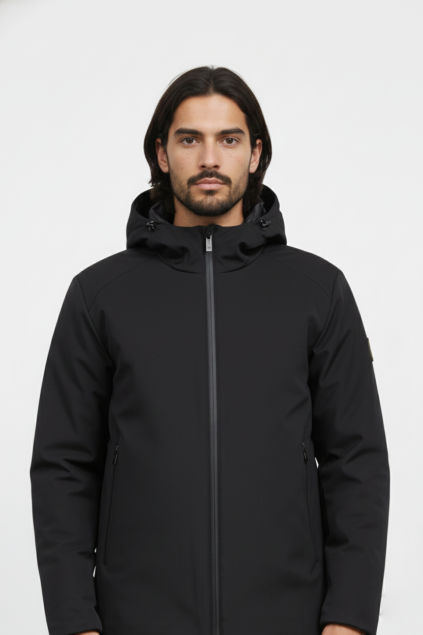 Ciesse Piumini Herdo 2.0 giubbotto lungo da uomo nero con cappuccio