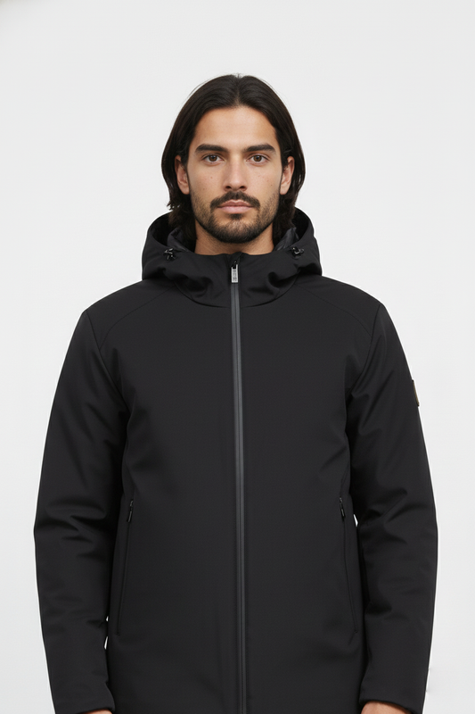 Ciesse Piumini Herdo 2.0 giubbotto lungo da uomo nero con cappuccio