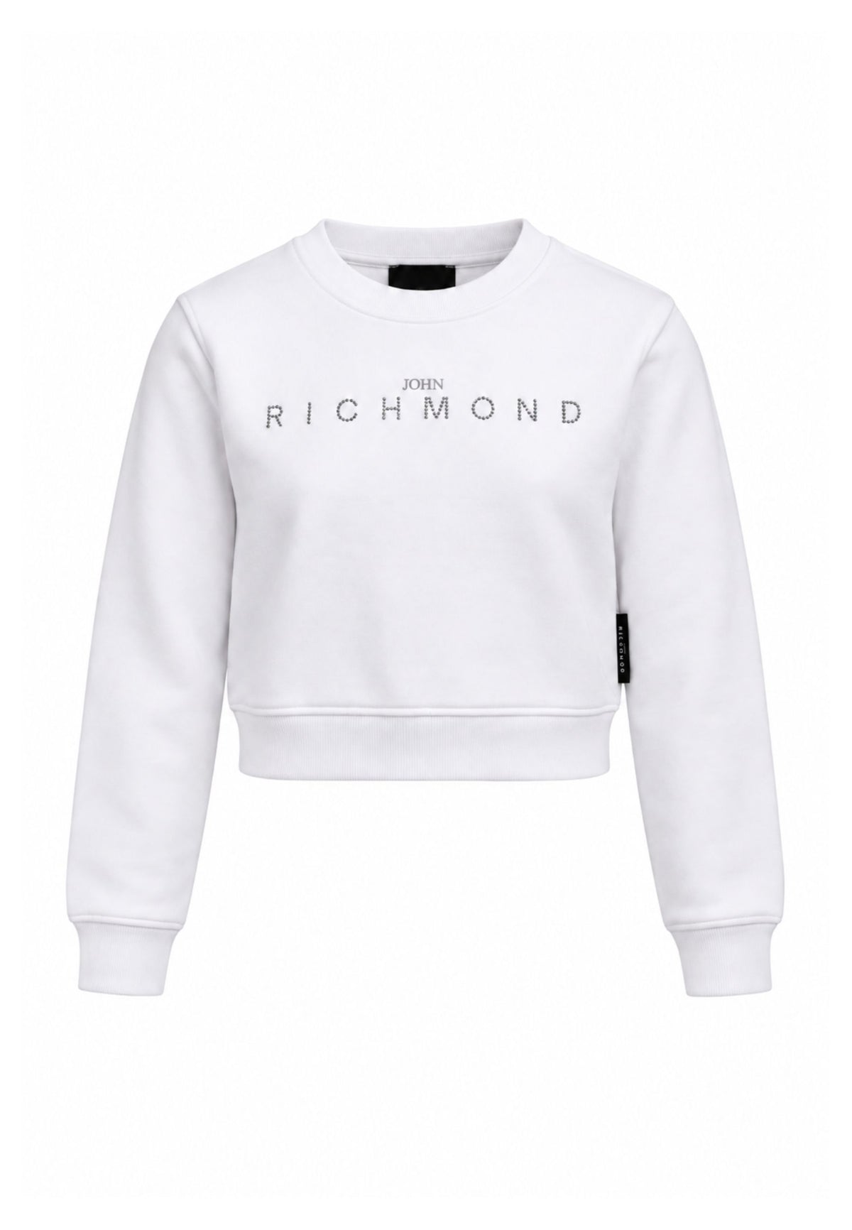 John Richmond felpa bianca crop con logo brillantinato Bambine e ragazze rga26085fe.bia_