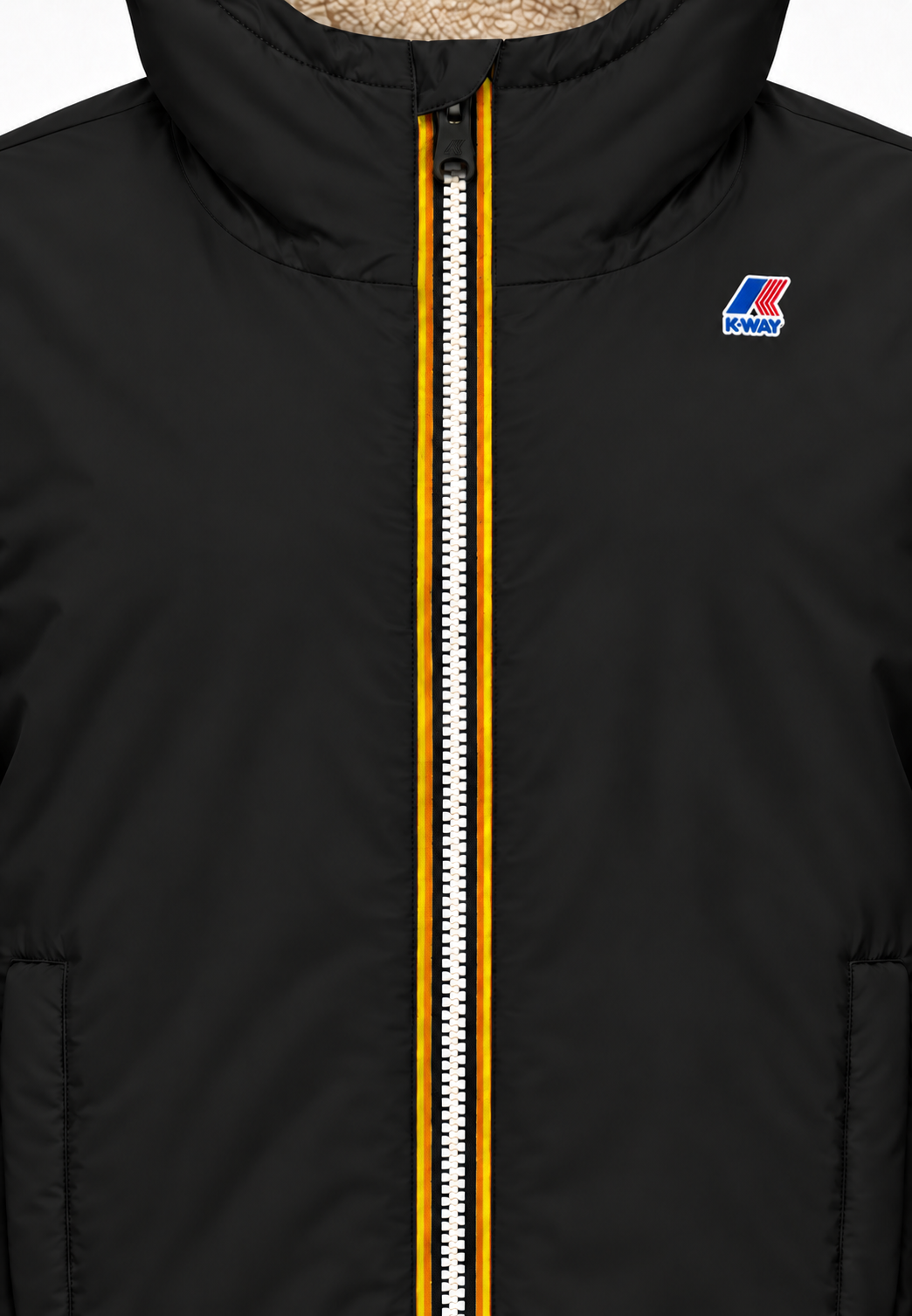 Kway giubbotto nero con cappuccio imbottitura calda