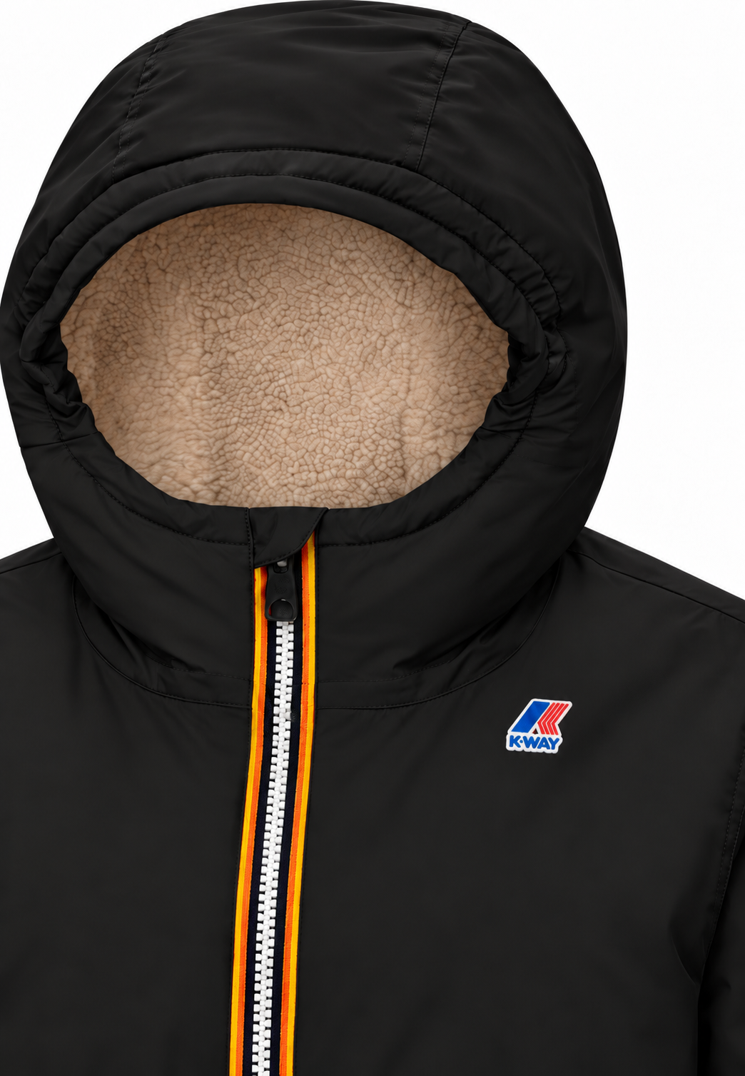 Kway giubbotto nero con cappuccio imbottitura calda