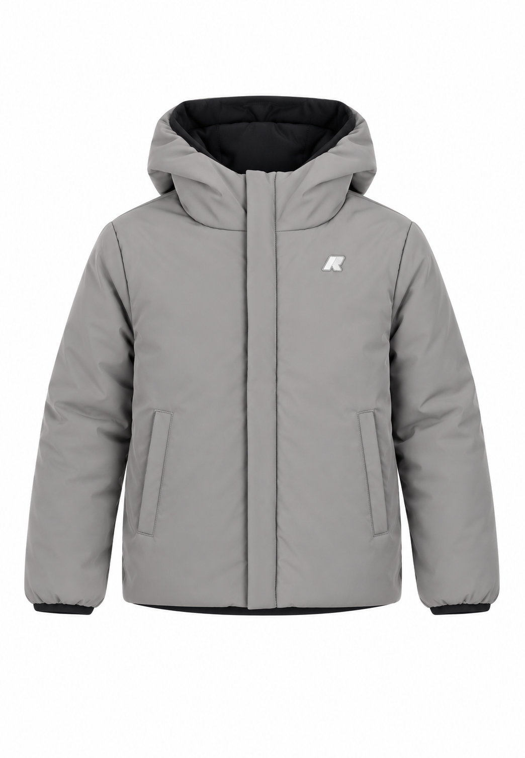 K-Way P. Jack St Warm Double bambino e ragazzo Reversibile Nero/Grigio – Giacca Invernale con Cappuccio