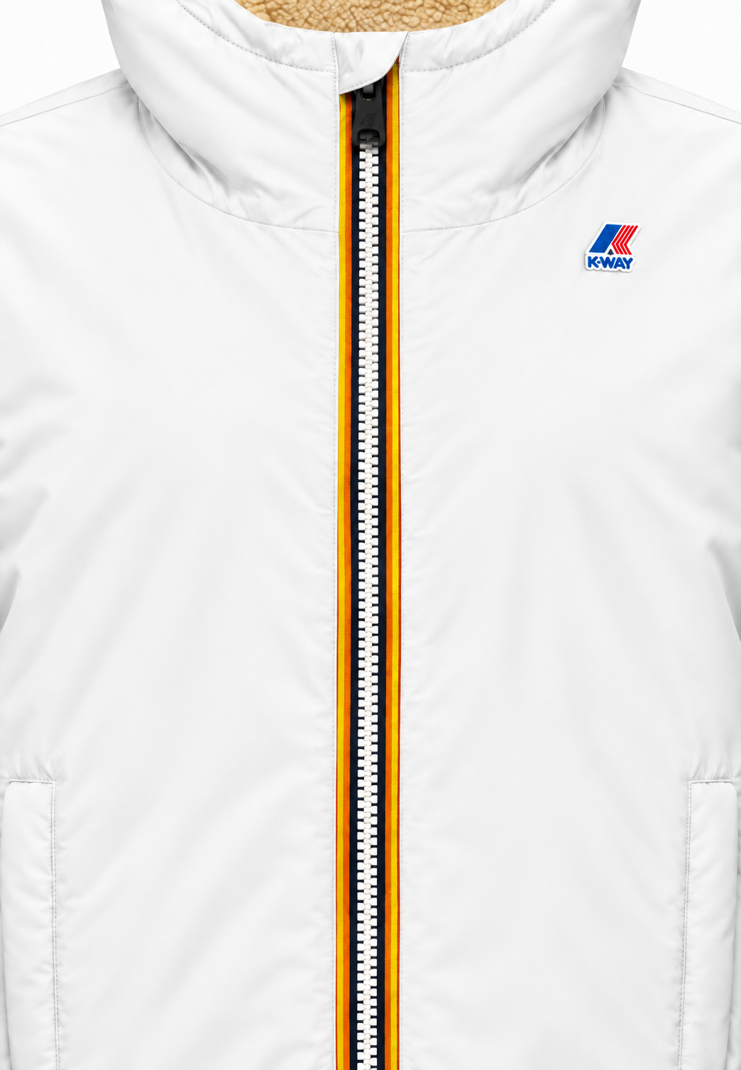 Kway giubbotto bianco con cappuccio imbottitura calda
